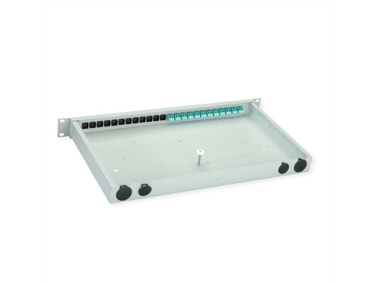 TELEGÄRTNER BASIS eco Panneau FO avec coupleurs, 12x LC Duplex, turquoise, OM3