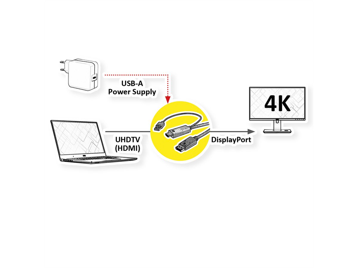 ROLINE Câble UHDTV - DisplayPort, M/M, noir, 3 m