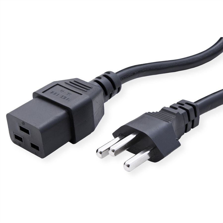 Câble d'alimentation T23 - IEC320-C19 16A/250V, 2m, noir, suisse, 2,0m