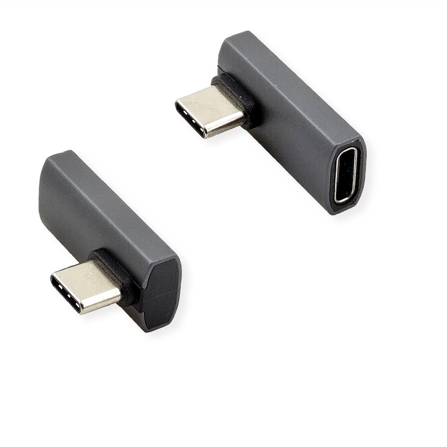 ROLINE Adaptateur USB4 Gen 3x2, Aluminium, coudé à 90°, Type C, M/F, argent