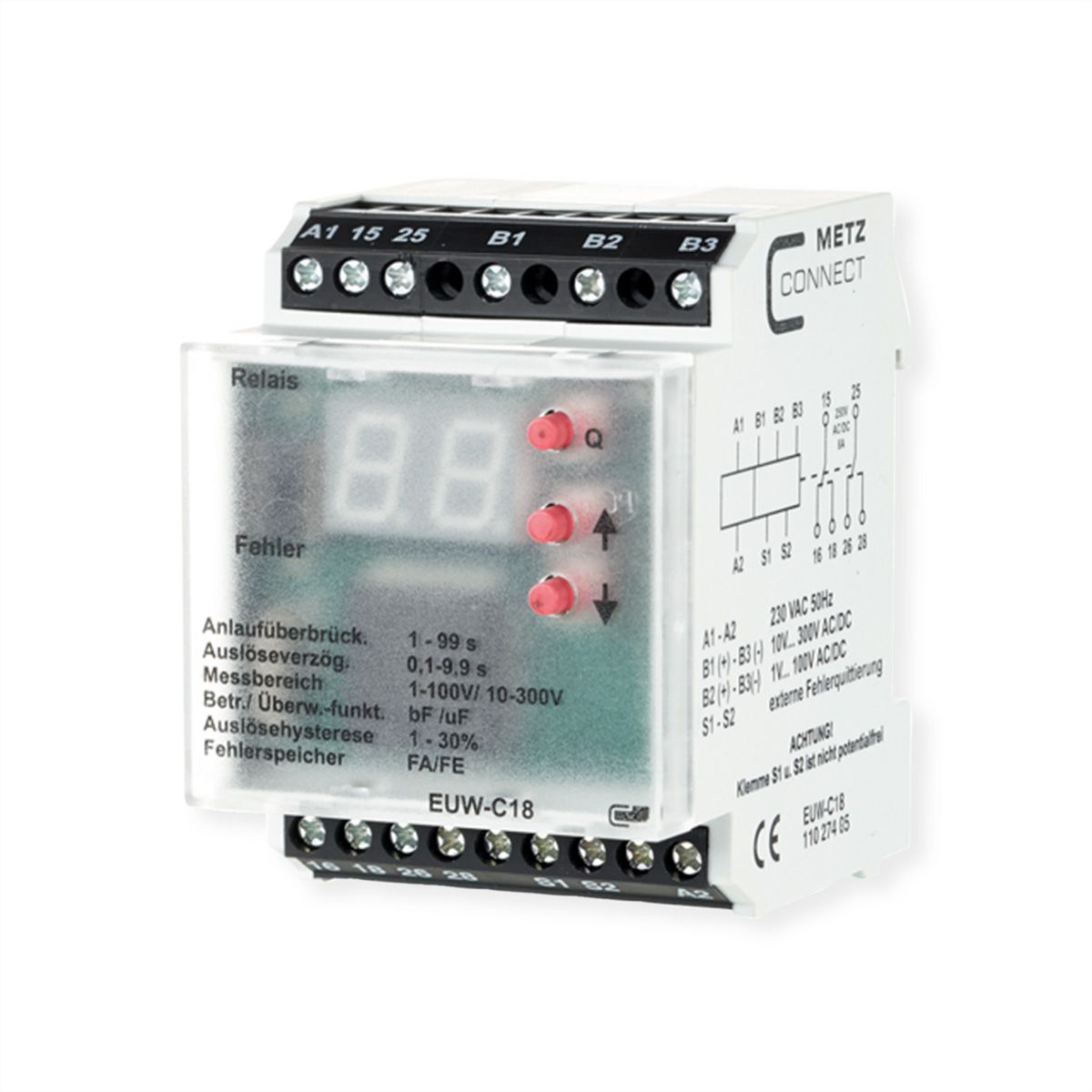 METZ CONNECT EUW-C18 230 V AC Surveillance du courant / de la tension