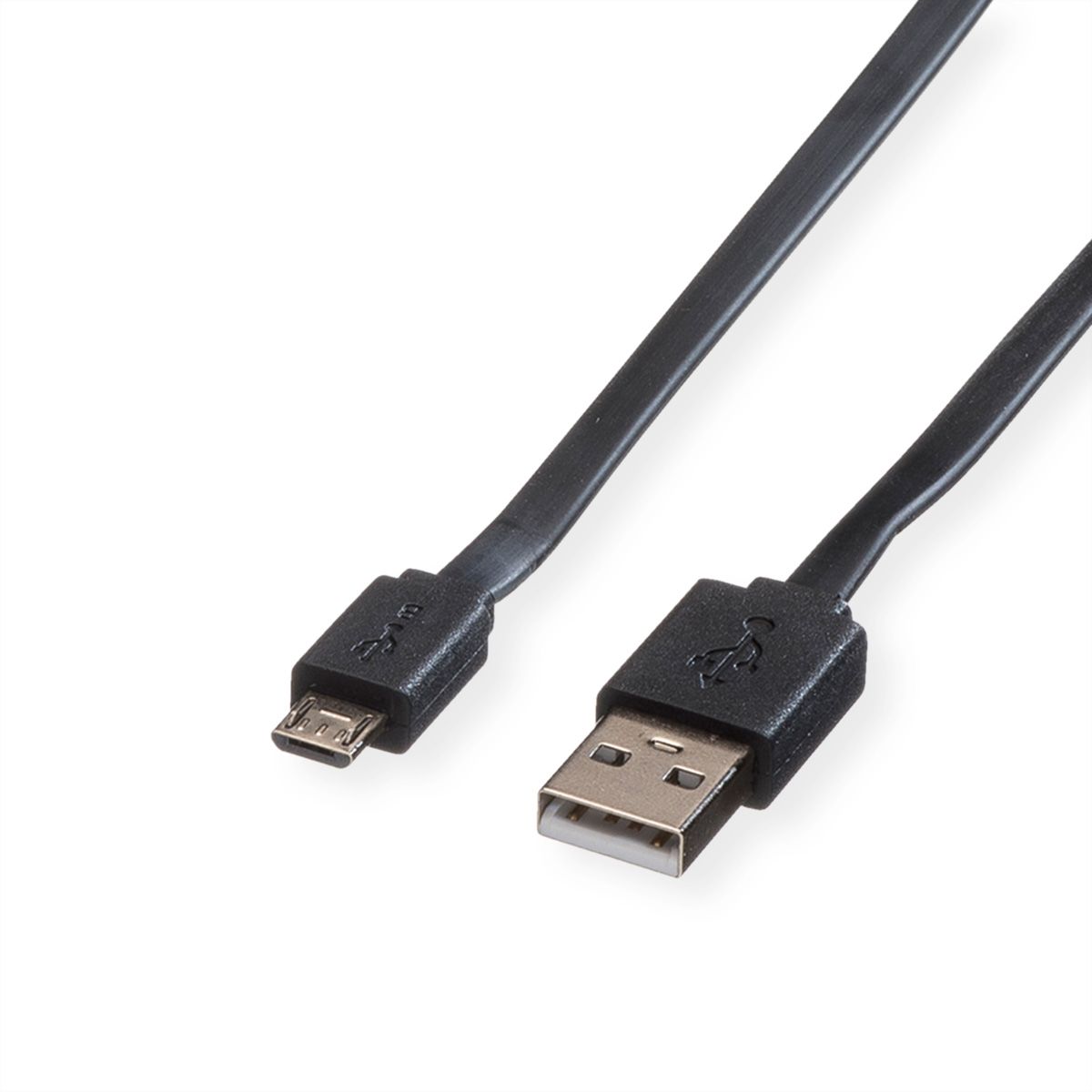 ROLINE Câble USB 2.0, USB A mâle - Micro USB B mâle, noir, 1 m