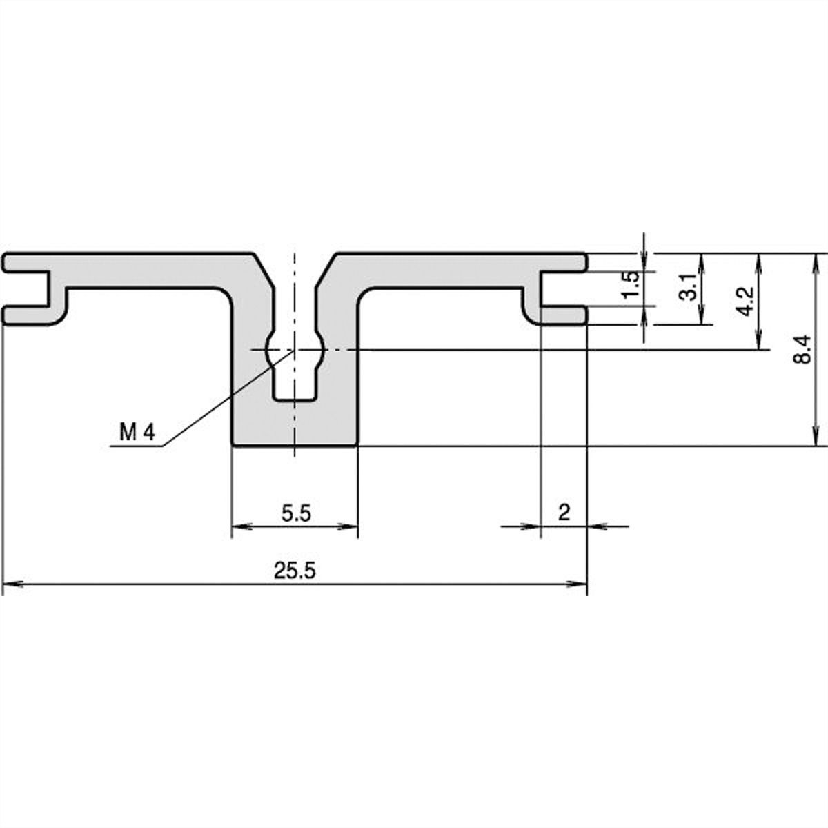 Rail horizontal arrière SCHROFF, type AB pour guides de cartes d'E/S arrière, 20 HP