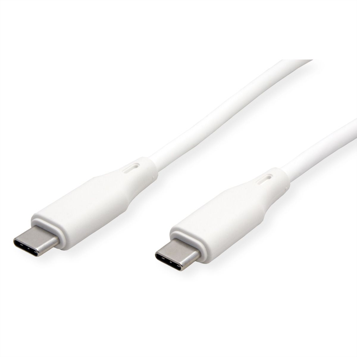 ROLINE Câble USB 2.0, C–C, M/M, silicone, 60W, blanc, 1 m