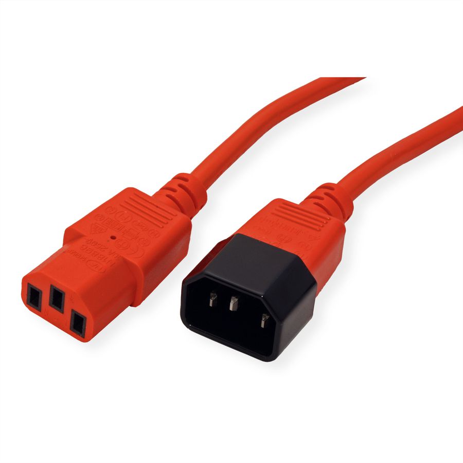 ROLINE Câble d'alimentation, IEC 320 C14 - C13, rouge, 3 m