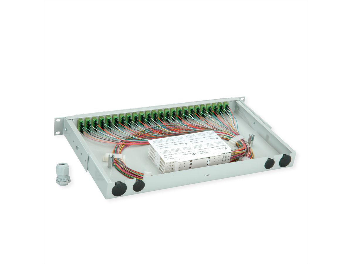 TELEGÄRTNER BASIS V Panneau fibre optique avec coupleurs & Pigtails , 24x LC Quad, vert sapin, OM5