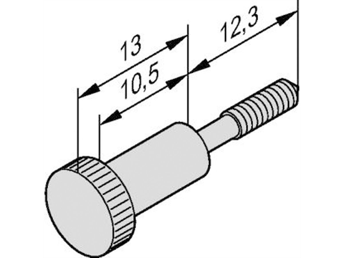 Vis à collerette de SCHROFF, tête moletée version longue, M2.5 x 12.3 mm, laiton nickelé, 100 pièces