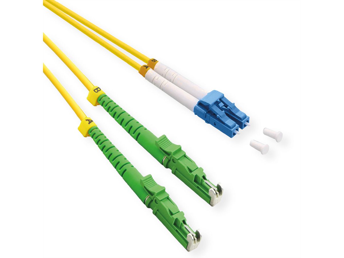 ROLINE Câble FO duplex 9/125µm, OS2, LSH APC / LC UPC, LSOH, jaune, 0,5 m