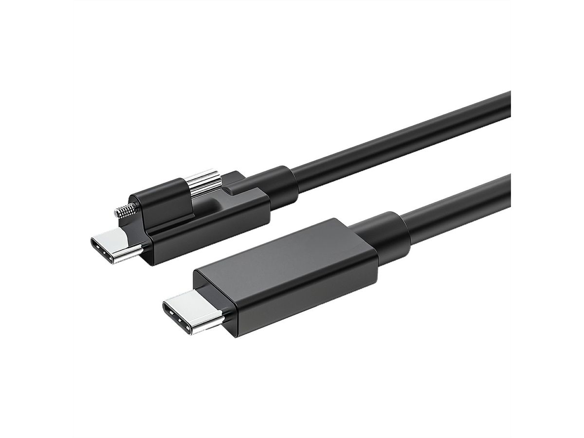EXSYS EX-K1599V-1.5 Câble USB 4 connecteur USB-C avec vis moletée sur le dessus, 40Gbit/s, 5A, 240W , noir, 1,5 m