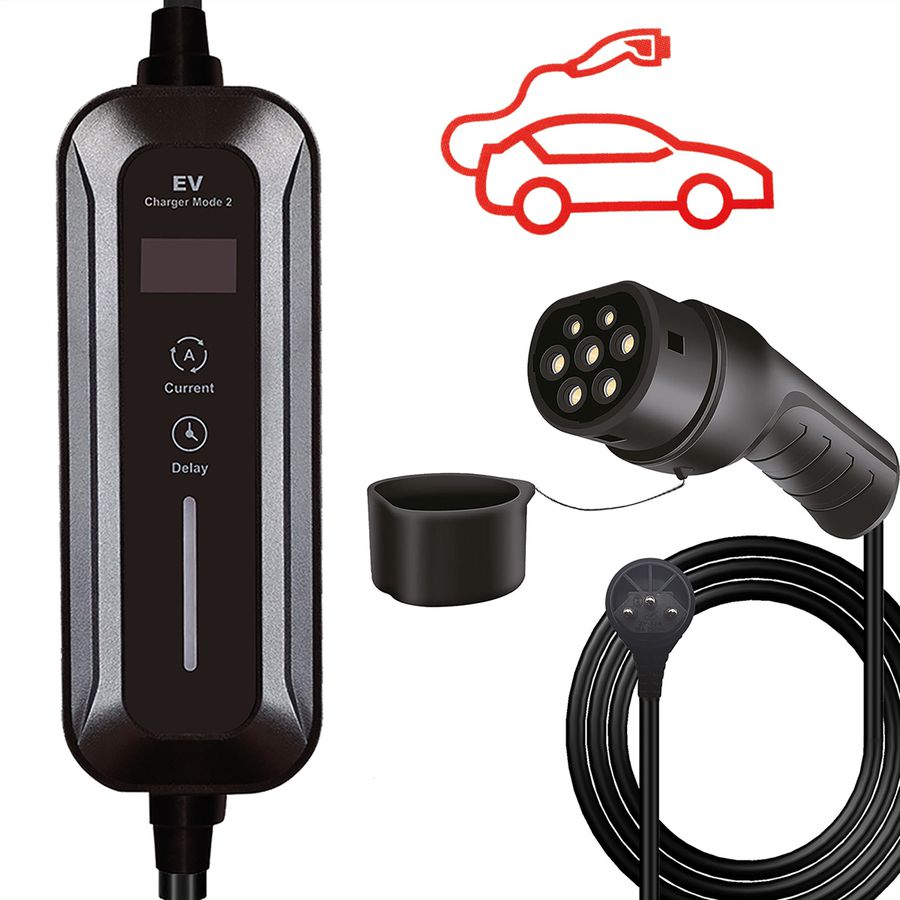ROLINE Câble portable de recharge VE CEE7/7 - Type2, 1 phase, 250VAC (1P+N+E), 32 A, 7,4 kW, 5 m