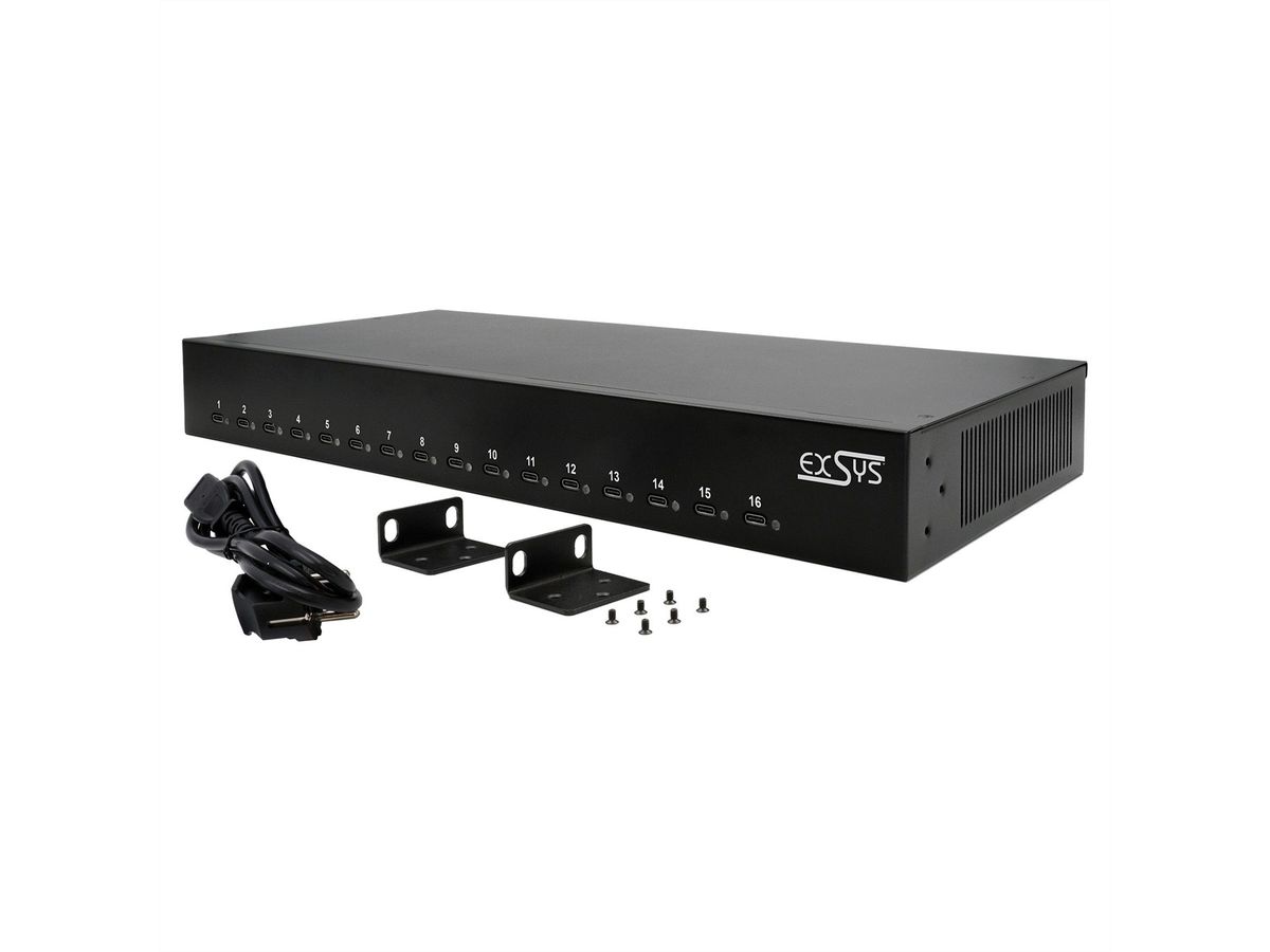 EXSYS EX-11017 Station de charge Highpower USB-C 16 ports 1008 W