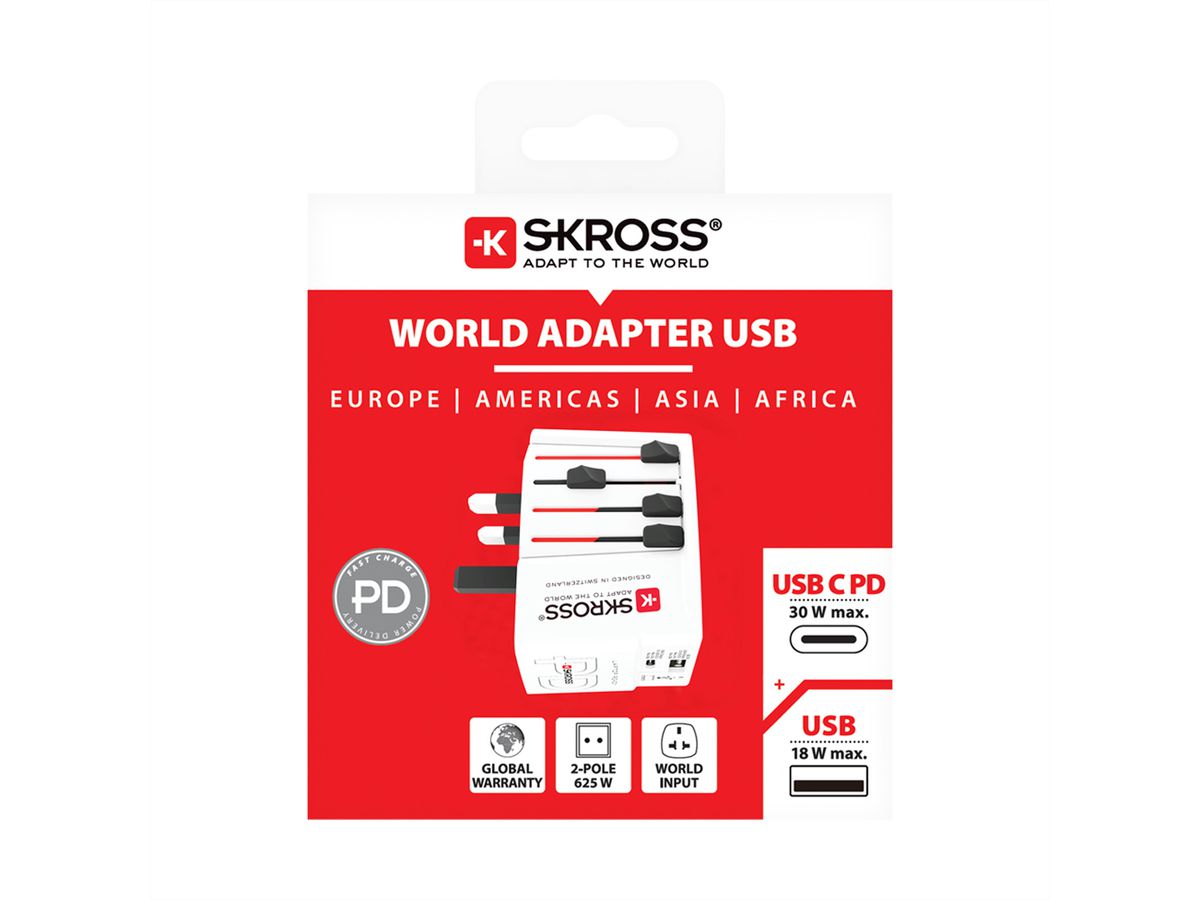 SKROSS MUV AC30PD White Adaptateur de voyage, monde