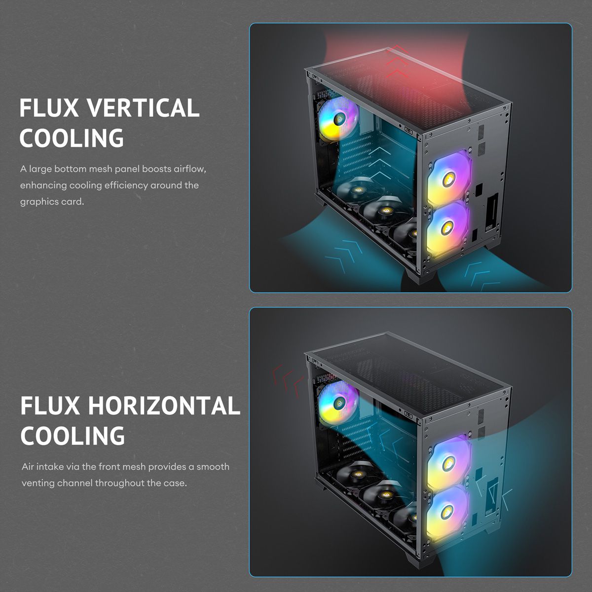 ANTEC FLUX M ATX/Micro-ATX/ITX Boîtier PC Midi Tower, noir