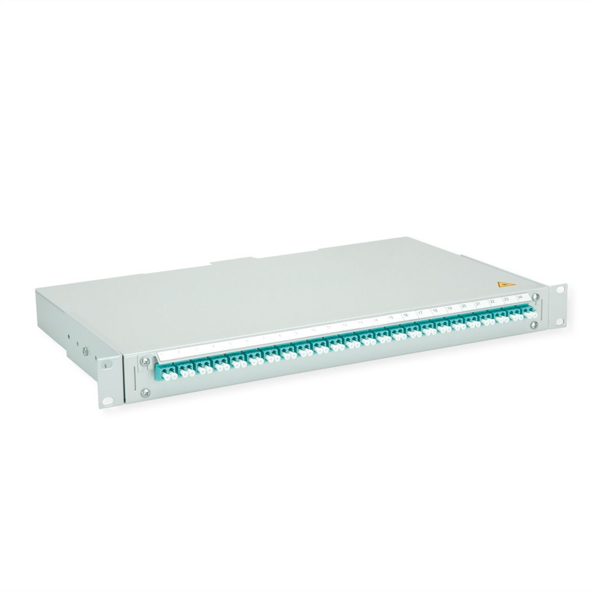TELEGÄRTNER BASIS V Panneau fibre optique avec coupleurs & Pigtails , 24x LC Duplex, turquoise, OM3