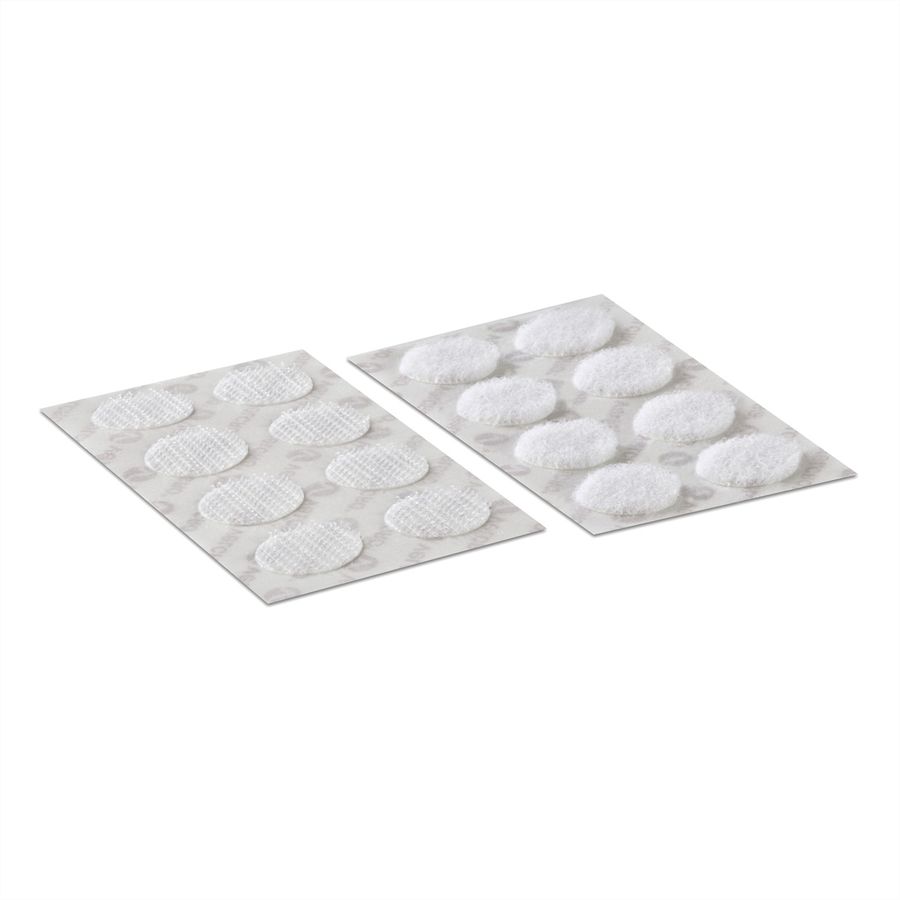 VELCRO® Boutons ronds 16mm x 16 blancs, crochets & velours autocollants