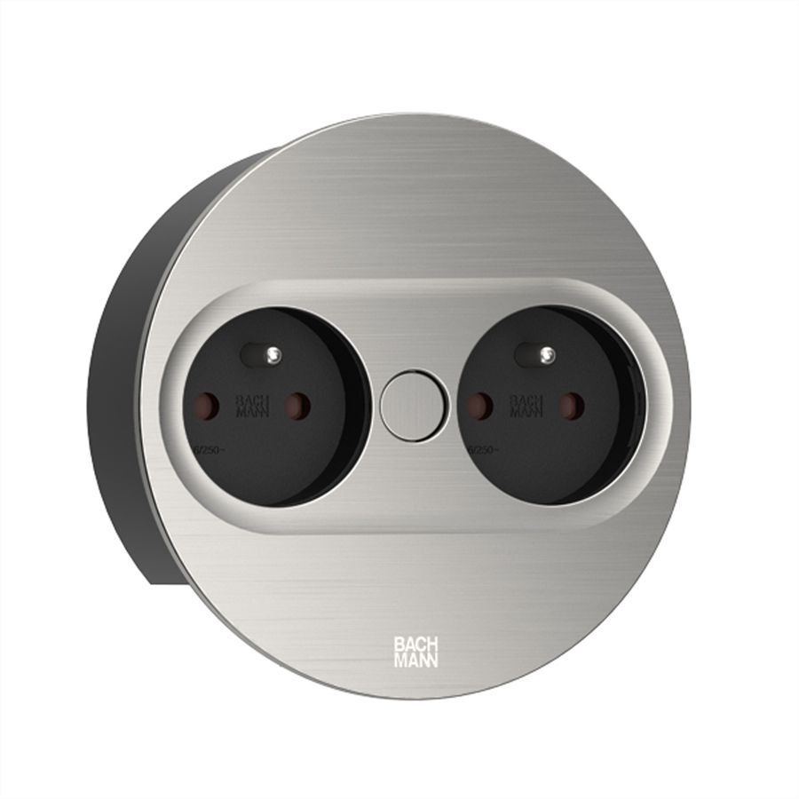 BACHMANN TWIST 2 2xUTE 2,0m AEH aspect inox rond, mesure p.Ph.3mH05VV-F 5G4 CEE3x32A Lan