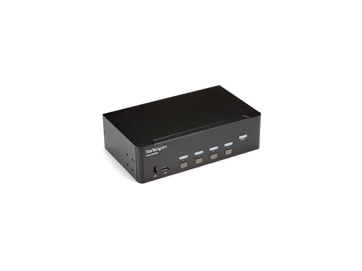 StarTech.com Switch KVM double affichage HDMI 4K 30 Hz à 4 ports avec hub USB intégré