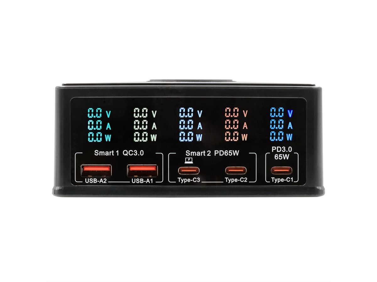EXSYS EX-1106 Chargeur multiports High Power, QI 15W et USB-C PD à max. 160W