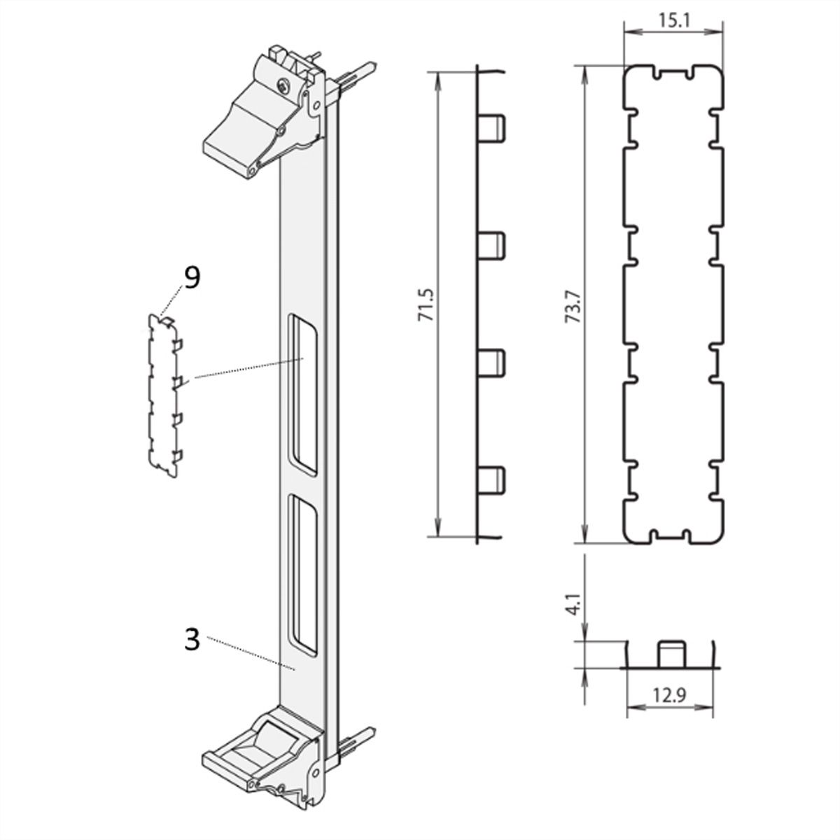 SCHROFF PMC Mezzanine Panneau frontal avec découpe pour protection CEM, noir