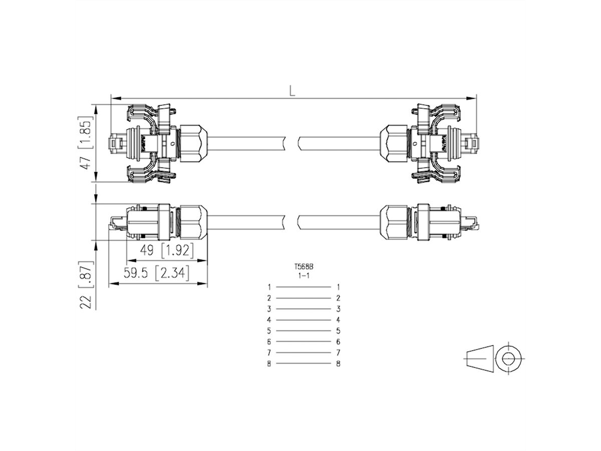 METZ CONNECT E-DAT Industry cordon de brassage IP67 - IP67, 2 m