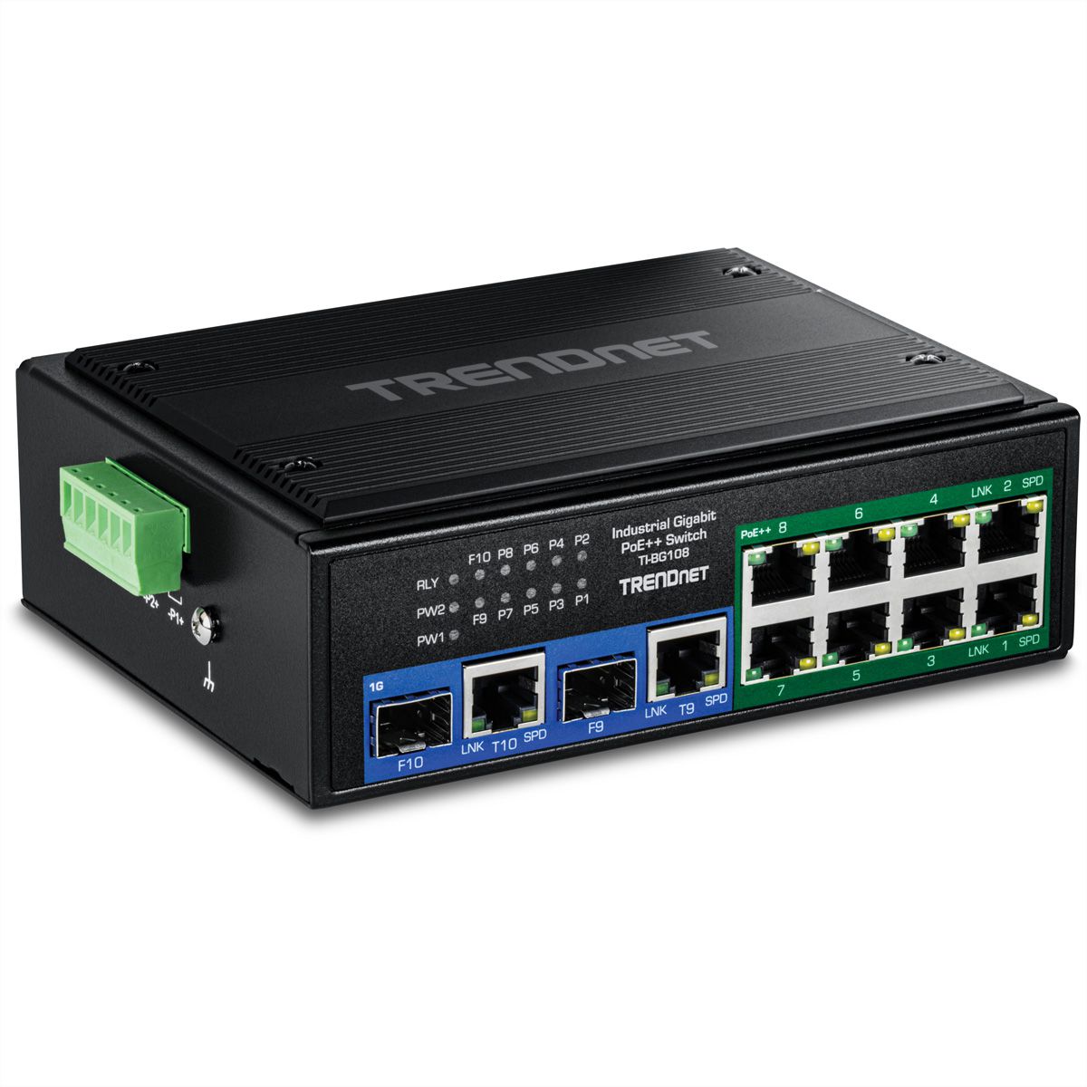 TRENDnet TI-BG108 Switch Rail DIN PoE++ 400W Gigabit industriel à 10 ports