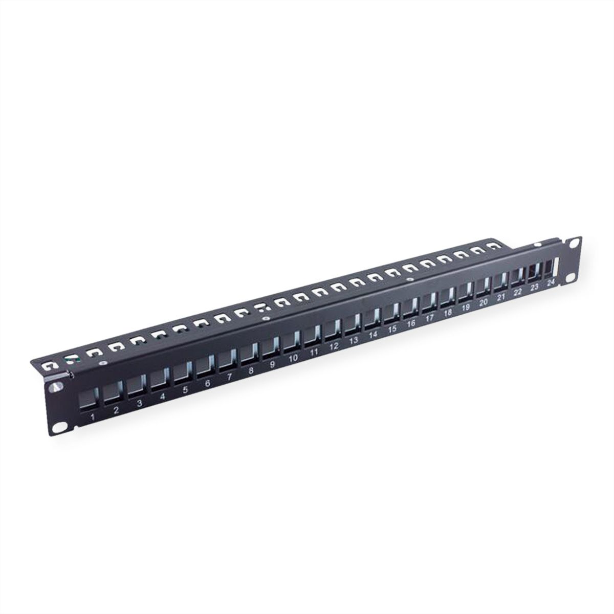 VALUE Panneau de brassage 19" pour keystones, 24 ports, 1U, blindé, noir