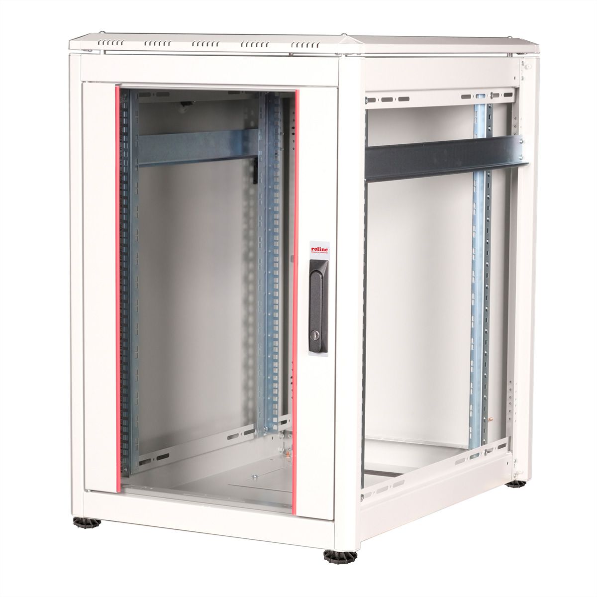 ROLINE 19" Baie réseau Pro 16U, 600x800 LxP Porte verre gris