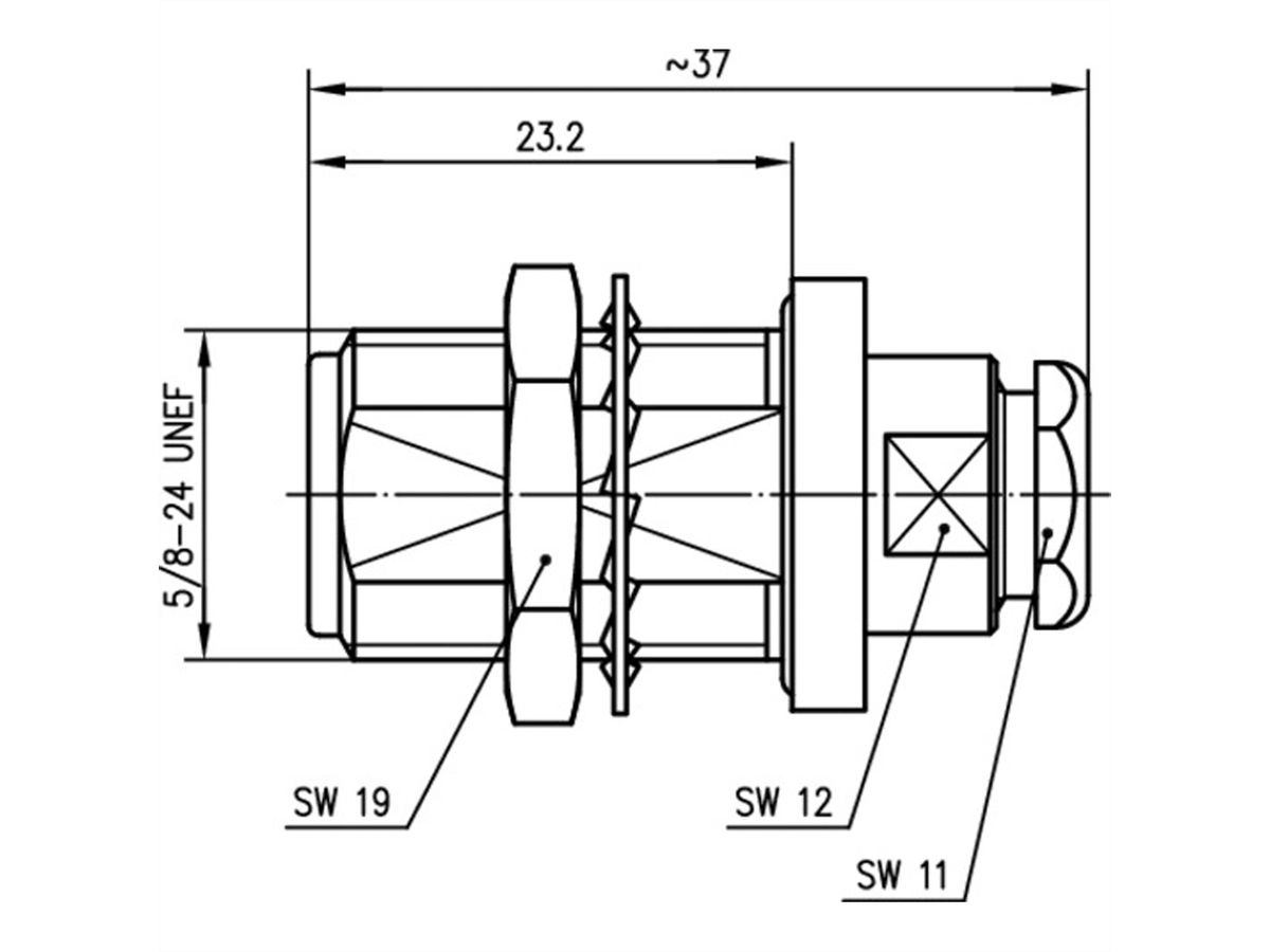 TELEGÄRTNER Douille de montage de câble N pour RG-58C/U Raccord MIL