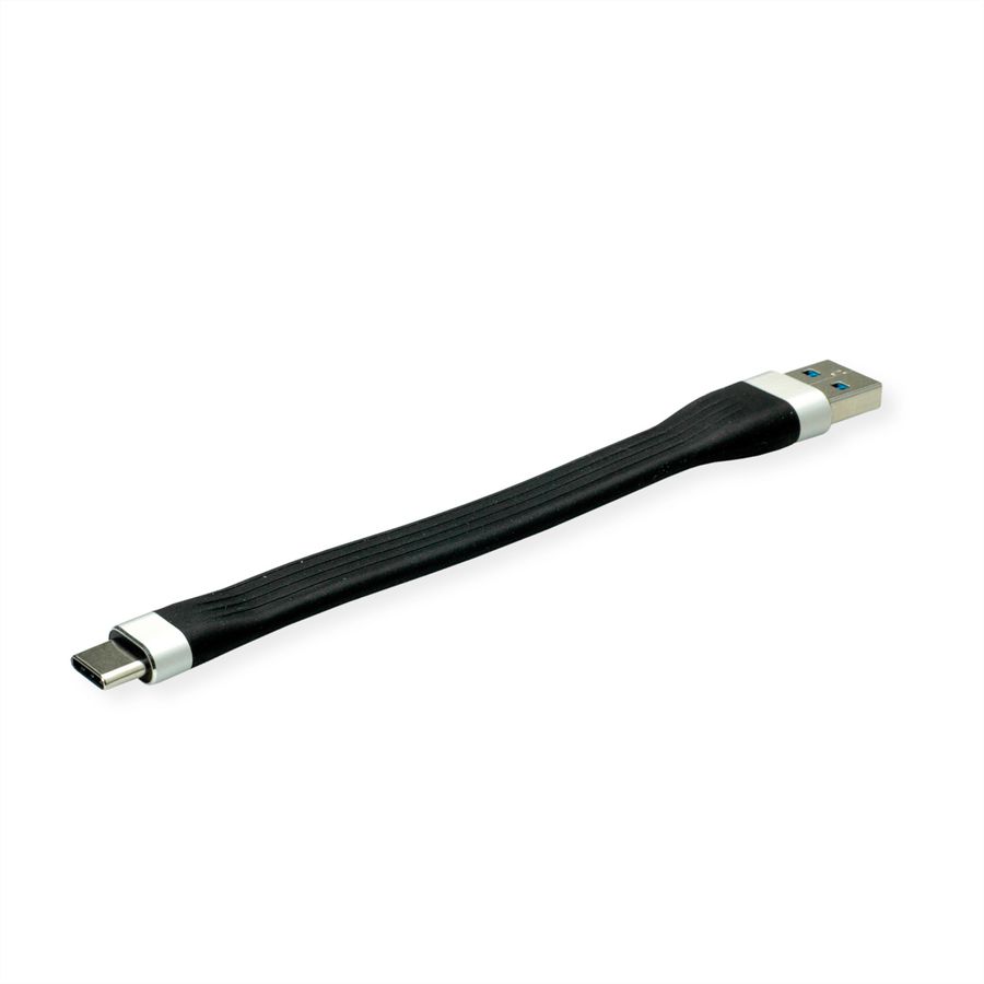 ROLINE Câble USB 3.2 Gen 1 en Silicone, A-C, M/M, noir, 11 cm