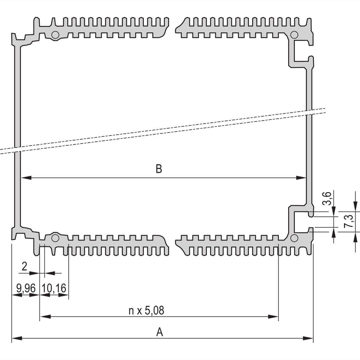 SCHROFF HF Frame Type Plug-In Unit Body Tube, 10 HP, pour circuit imprimé de profondeur 160 mm