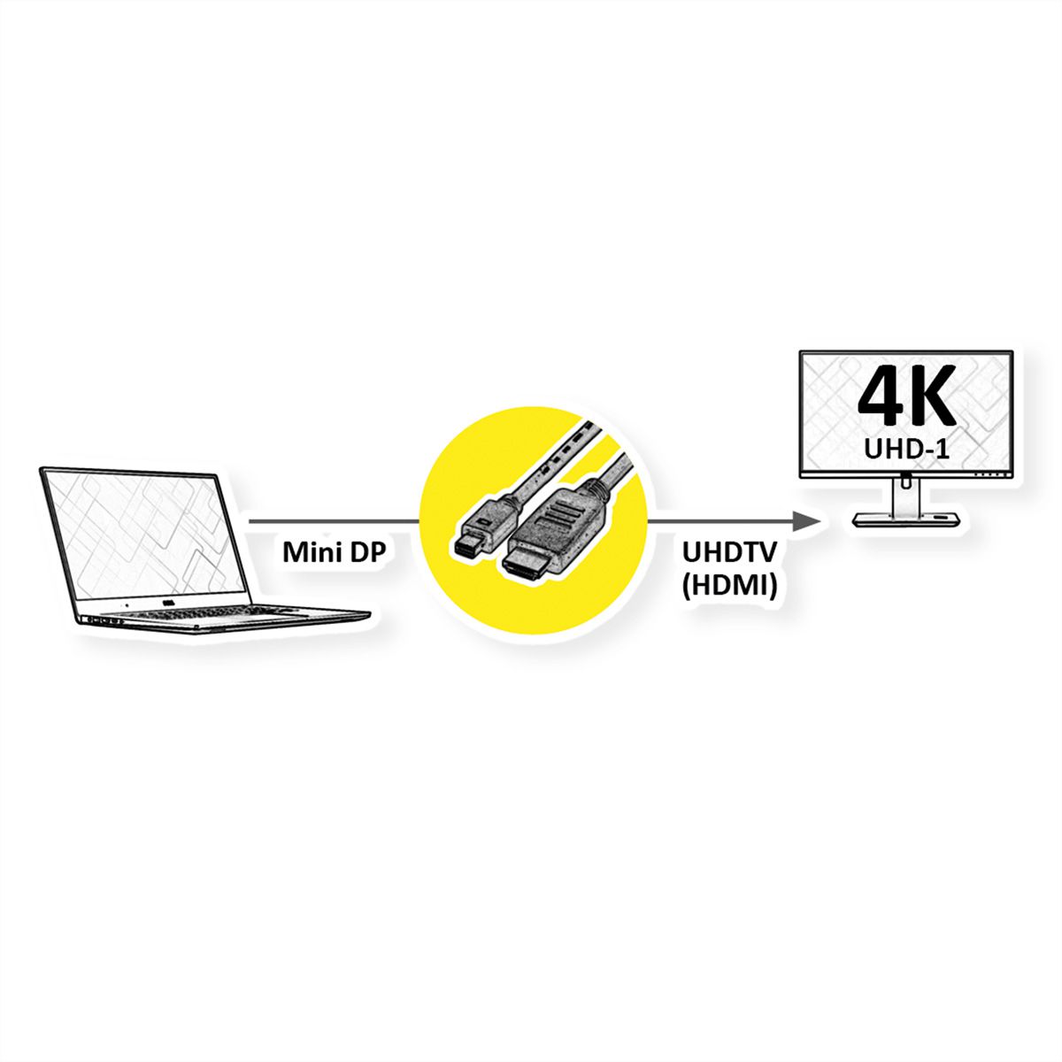 ROLINE Câble Mini DisplayPort, Mini DP - UHDTV, M/M, noir, 1 m