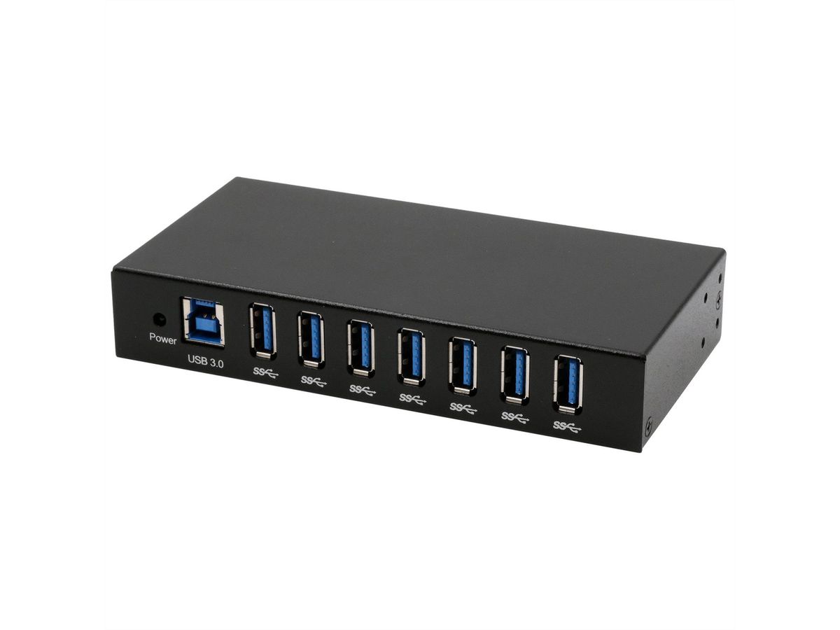 EXSYS EX-11237HMS-2 Hub 7 ports métallique , USB 3.2 Gen 1, kit rail DIN