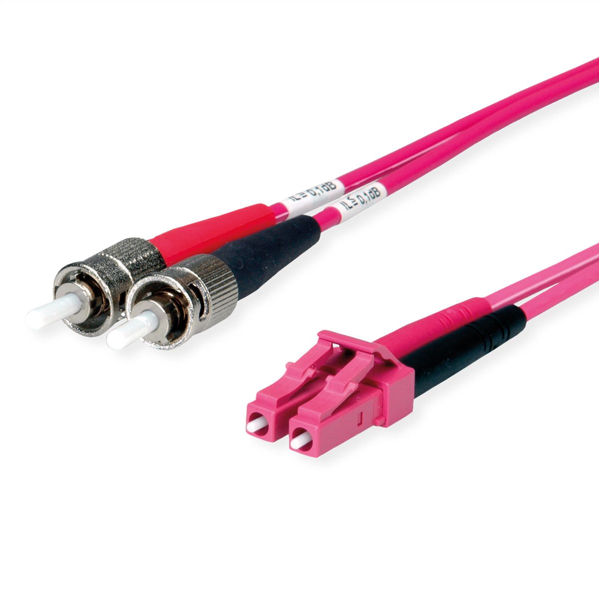 TELEGÄRTNER Câble adaptateur duplex 50/125 OM4, 2x ST, 1x LC Duplex, violet, 2 m