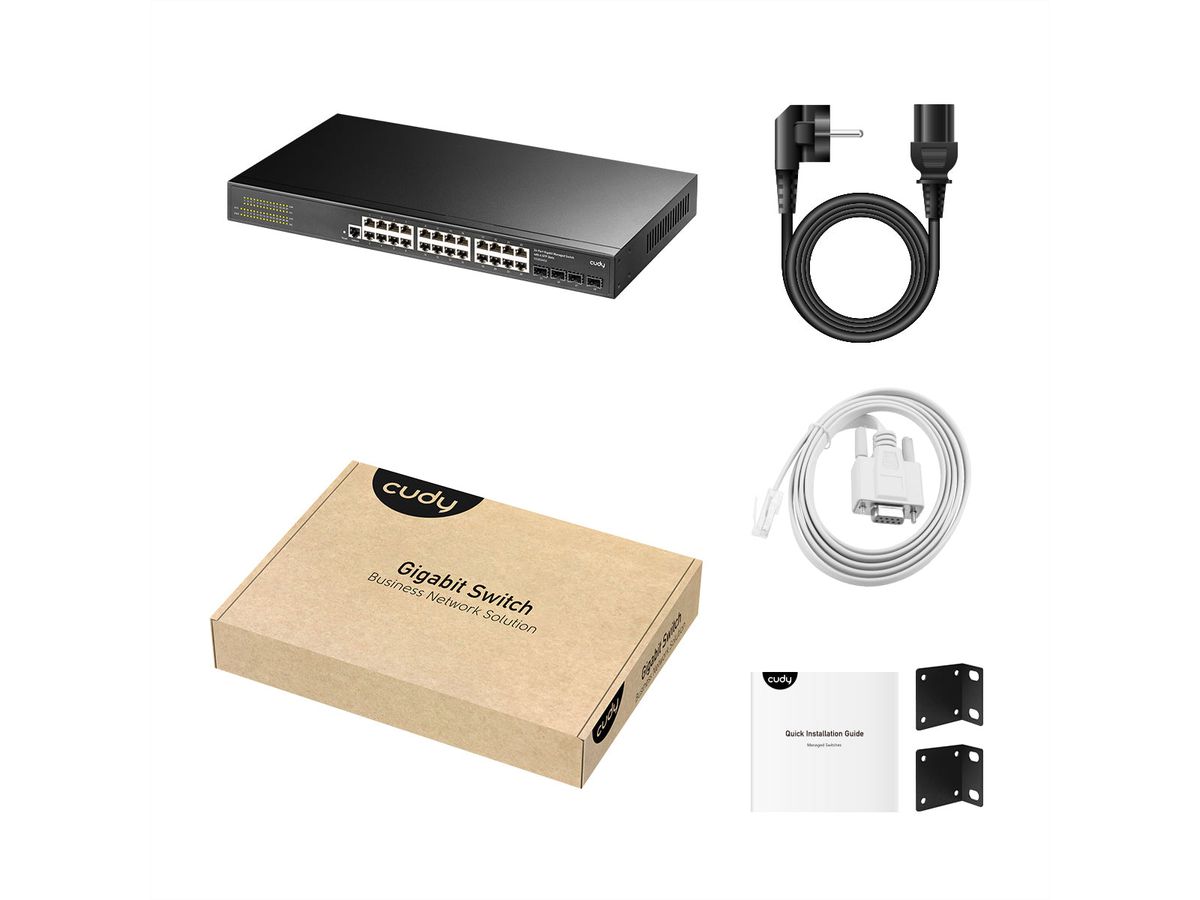 CUDY GS2024S2 Switch Gigabit 24 ports de couche 2 géré, avec 4 emplacements SFP Gigabit