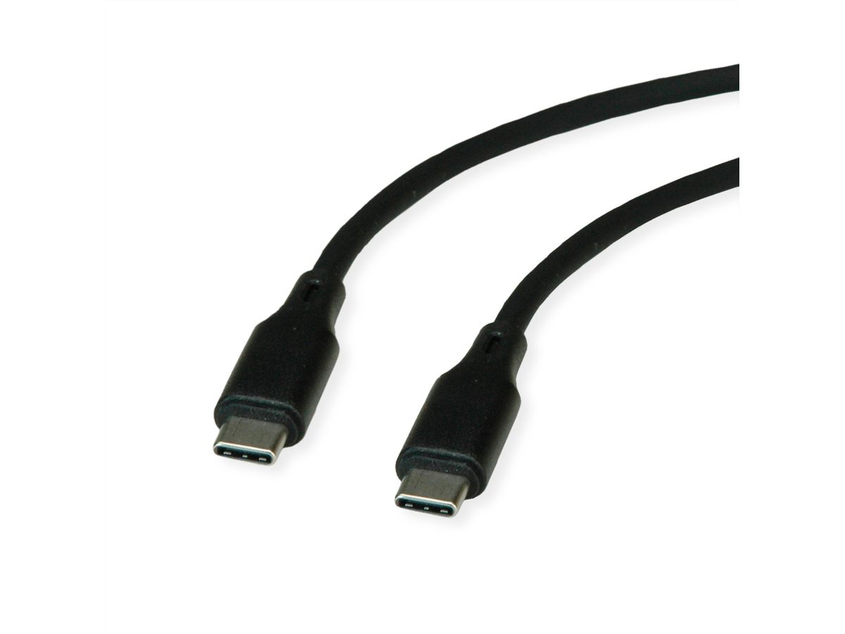 ROLINE Câble USB 2.0, C–C, M/M, silicone, 60W, noir, 1 m