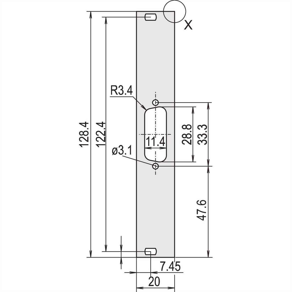 Profil en U SCHROFF Face avant, blindable, découpe Sub-D, 3 U, 4 F, 1 x 15 broches, 2,5 mm, alu, face vue anodisée, face d'appui conductrice