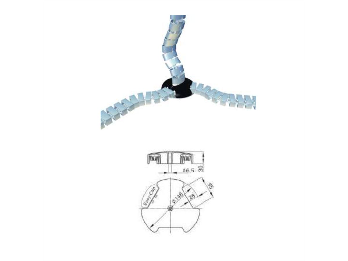 BACHMANN Distributeur Easy-Switch avec raccordement vertical Kabelschlange® Premium noir