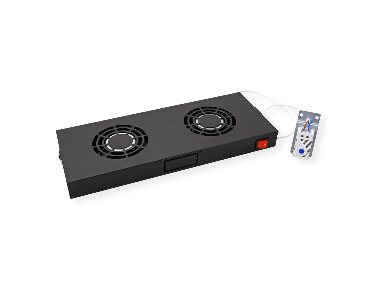 ROLINE 19" Unité de ventilation, 2 ventilateurs, thermostat, noire