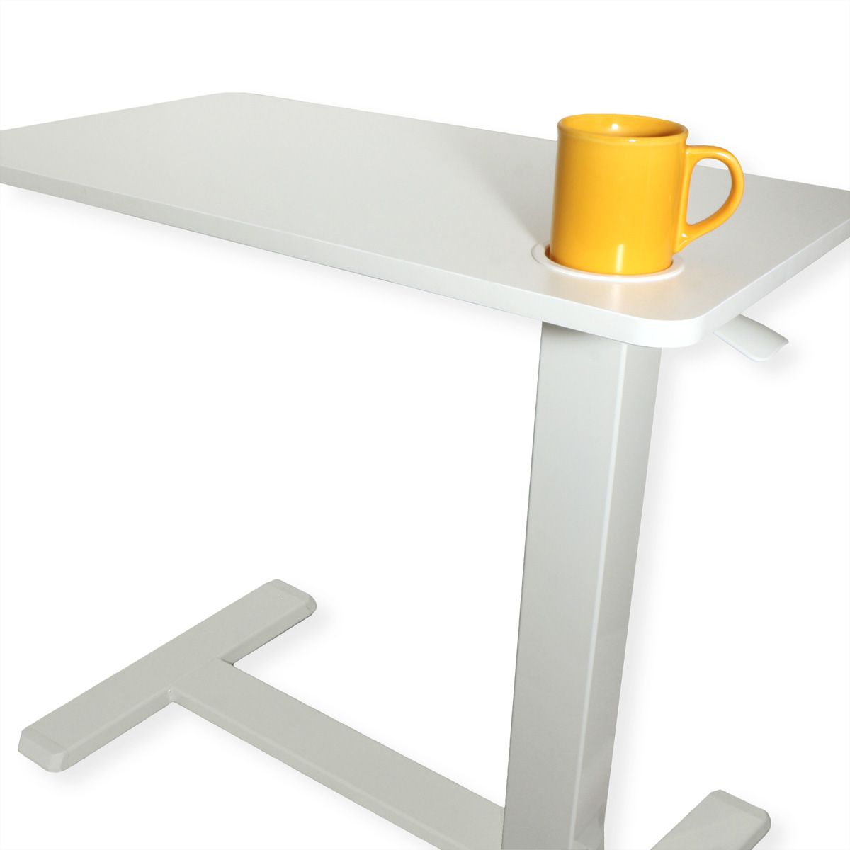 ROLINE Table d'appoint à vérin à gaz, réglable en hauteur, blanc