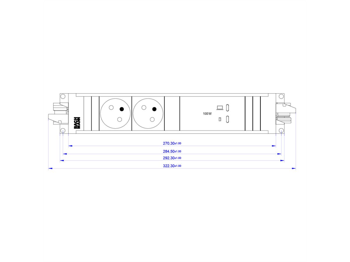 BACHMANN STEP ALU 2xUTE, 1xUSB C/C 100W