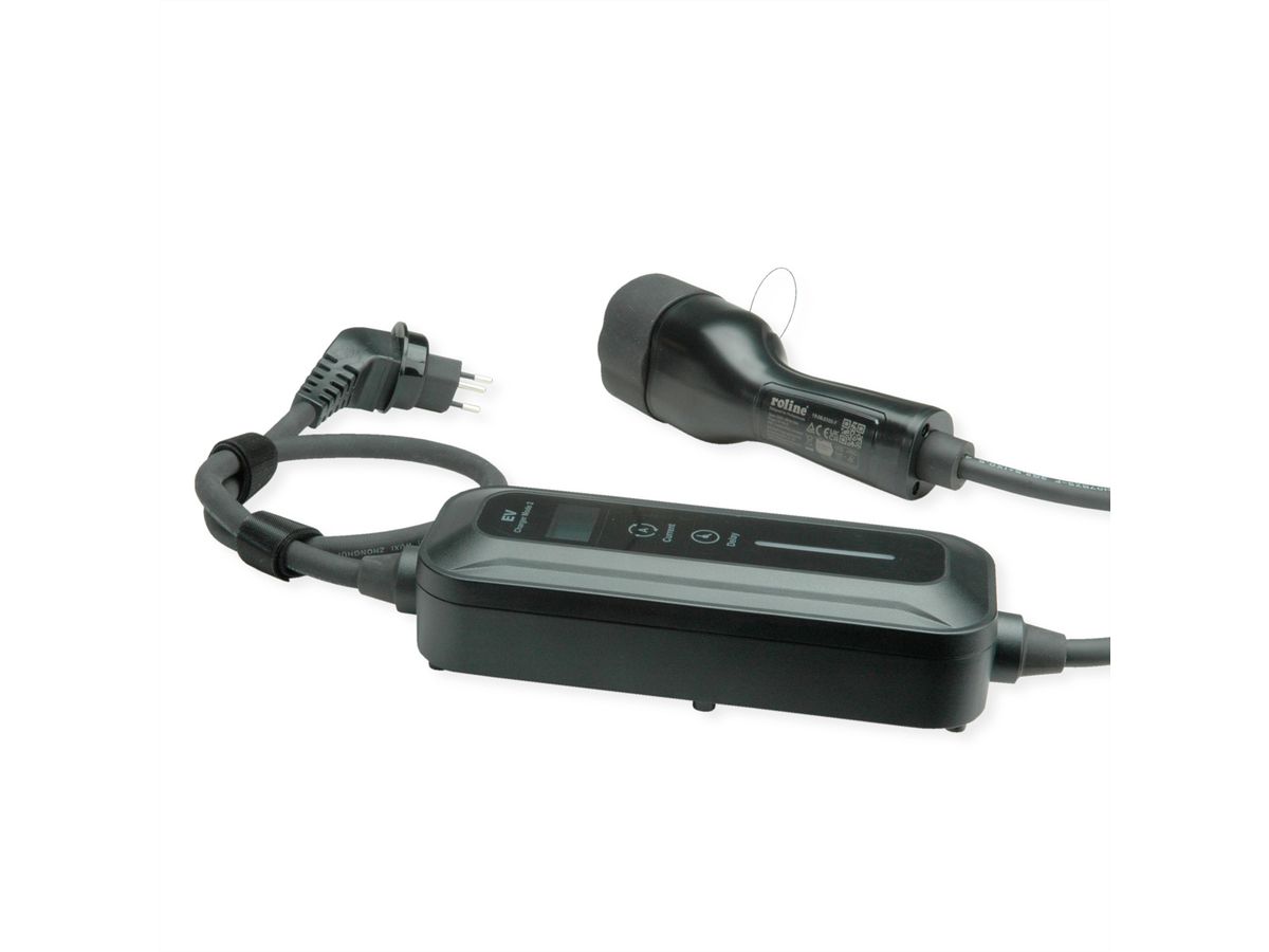 ROLINE Câble portable de recharge VE CEE7/7 - Type2, 1 phase, 250VAC (1P+N+E), 32 A, 7,4 kW, 3 m