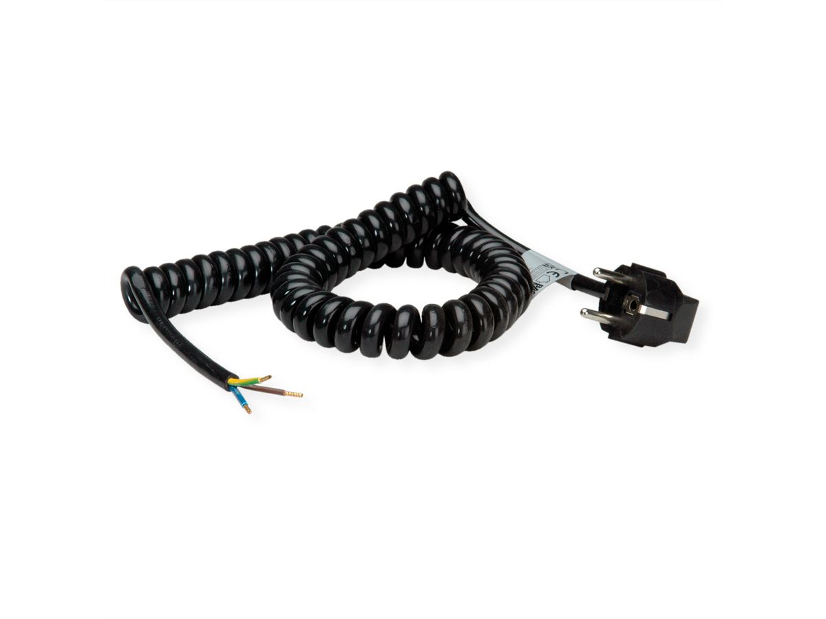 BACHMANN Câble spirale 0,5-2m noir, H05VV-F 3G1,5mm² AEH/CEE7/7