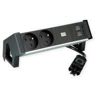 BACHMANN DESK2 ALU BLACK 2xUTE 1xUSB A&C 22W 0,2m GST18