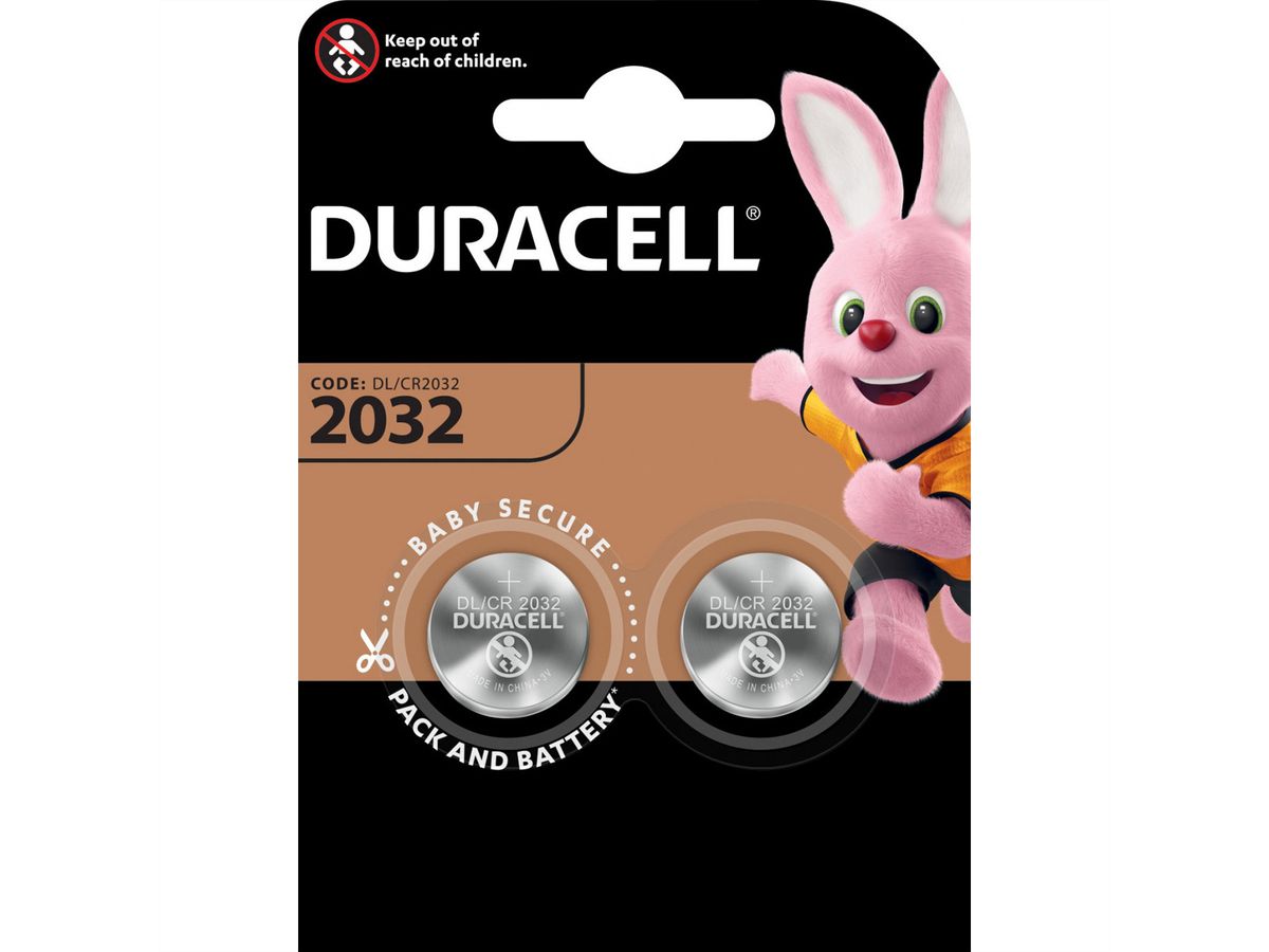 DURACELL Pile bouton CR2032, par 2