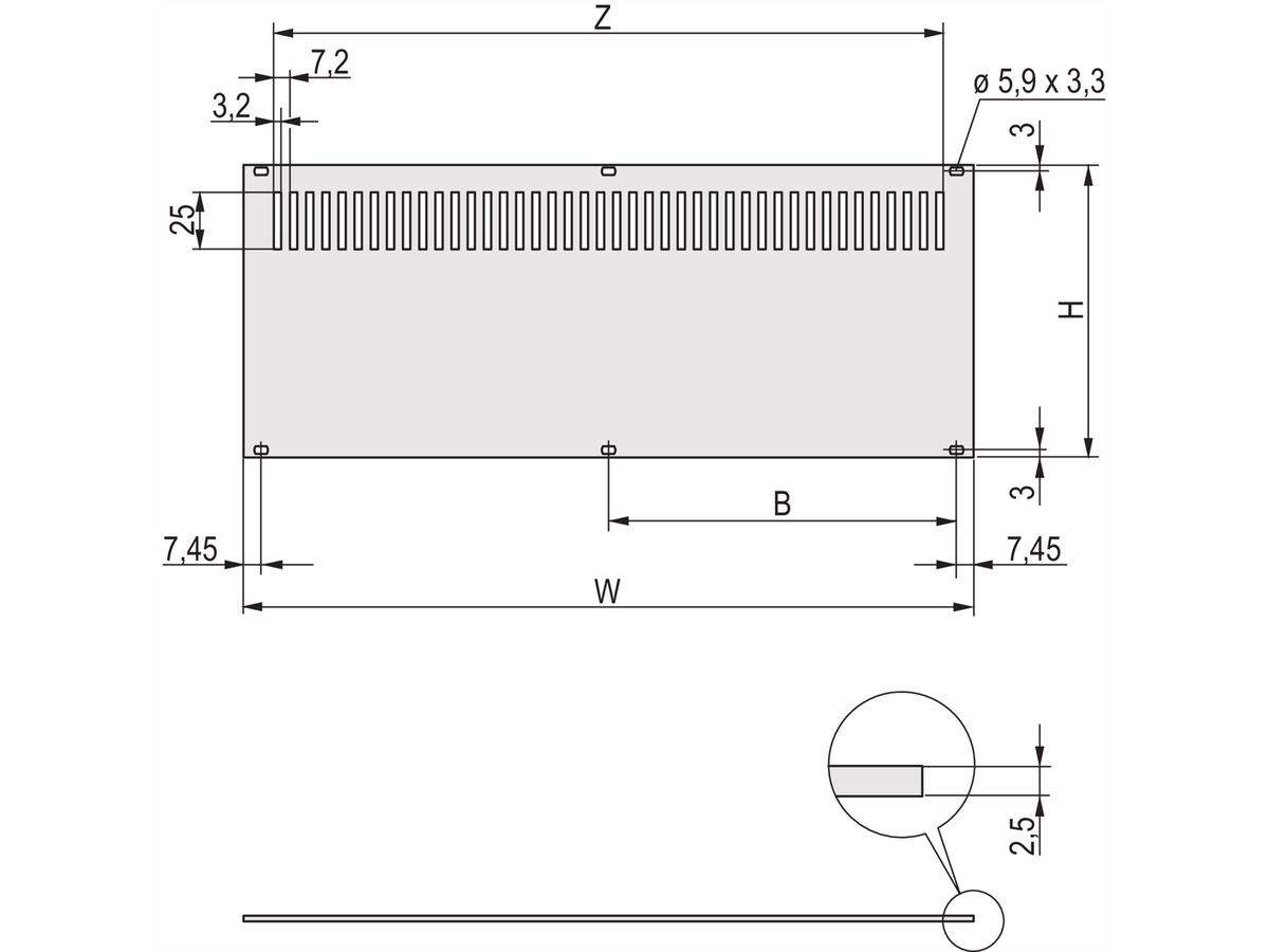 Panneau arrière SCHROFF, perforé, non blindé, pour RatiopacPRO et PropacPRO, 6 U, 42 HP