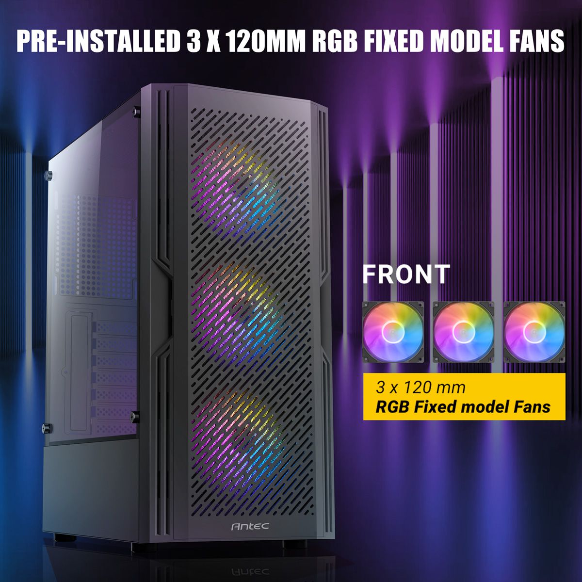 ANTEC AX20 Boîtier PC Midi Tower Gaming Noir ATX, noir