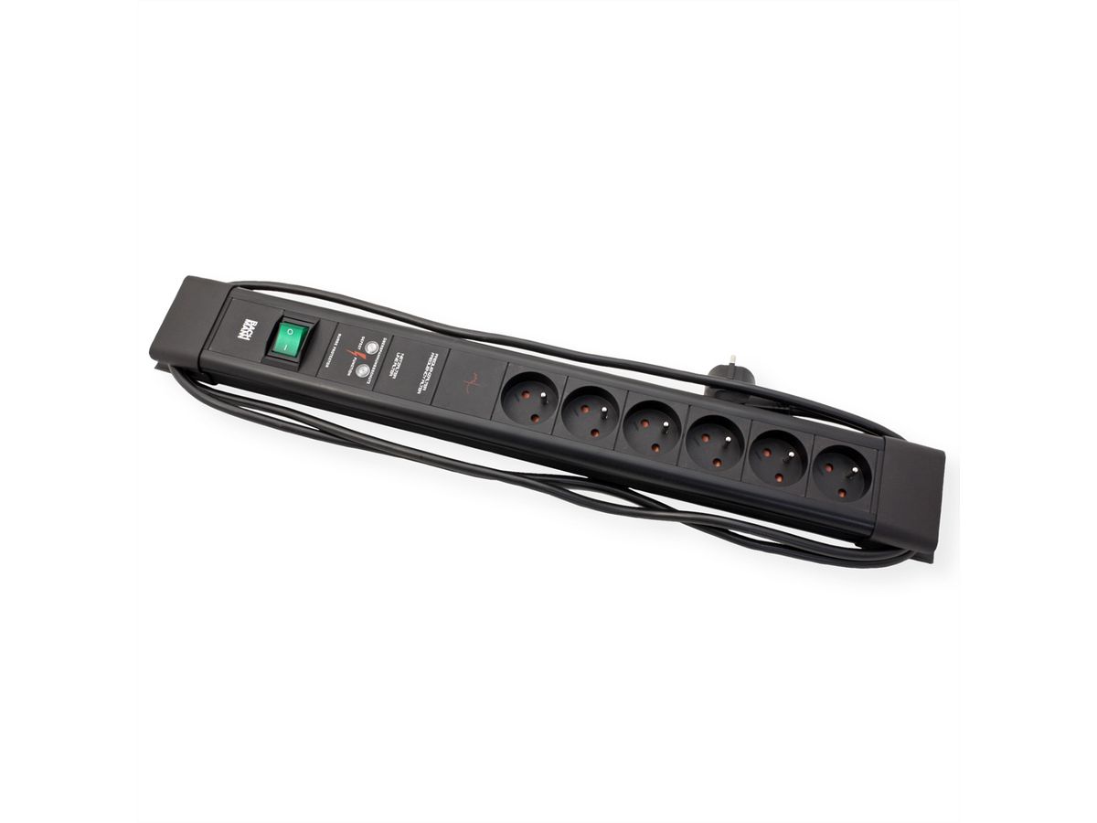 BACHMANN CONNECTUS 6xUTE , 1xGVS 1xinterrupteur 2,0m CEE7/7 noir