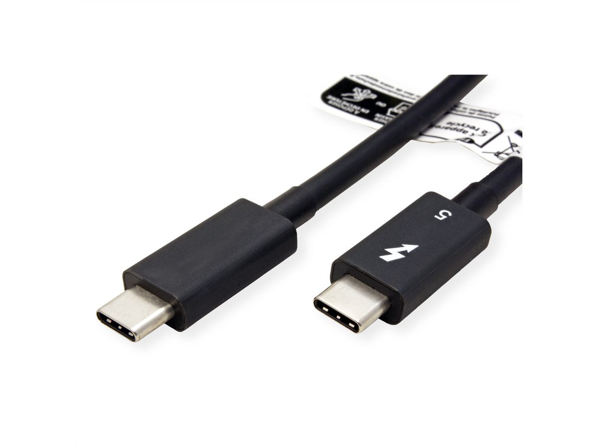 ROLINE Câble Thunderbolt™ 5 USB type C, M/M, 80Gbit/s, 240W, passif, noir, 0,5 m