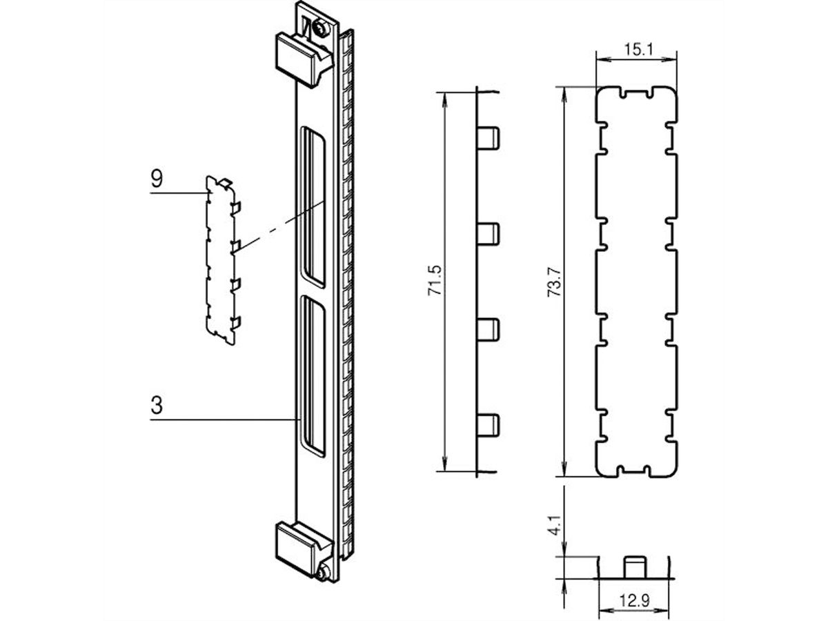 SCHROFF PMC Mezzanine Plaque frontale pour la protection CEM, brillante