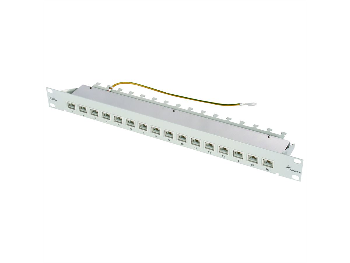 TELEGÄRTNER Panneau de brass. 19", modulaire 1 UH Cat.6A (Classe EA) (ISO/IEC), 16 ports